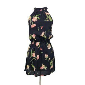 New Flynn Skye Poppy Mini Dress Womens XS Black Pink Floral Halter
